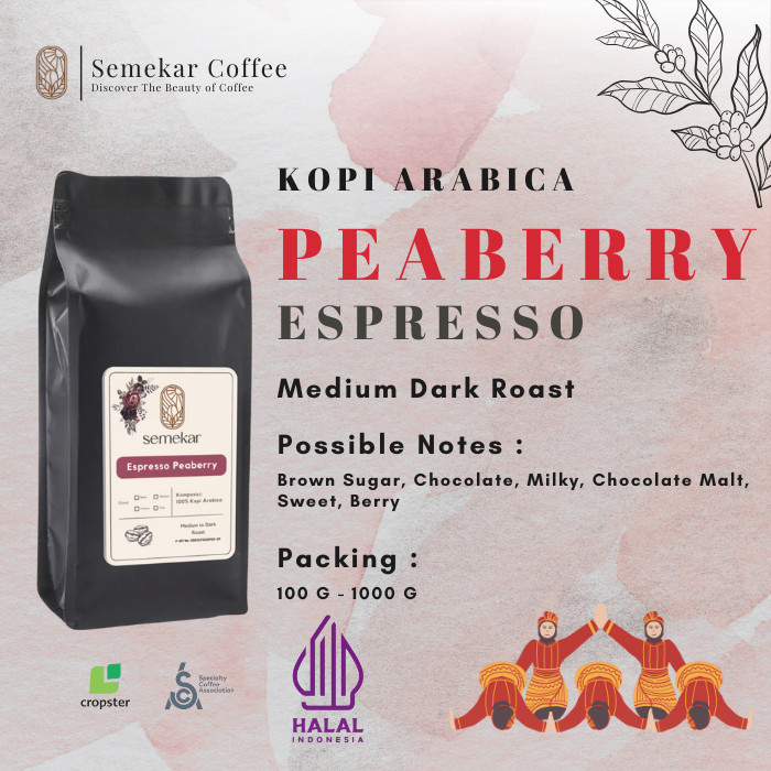 

【SAVORY】 SALE!! Semekar Coffee - Kopi Arabica Espresso Peaberry Gayo Aceh Roasted Beans