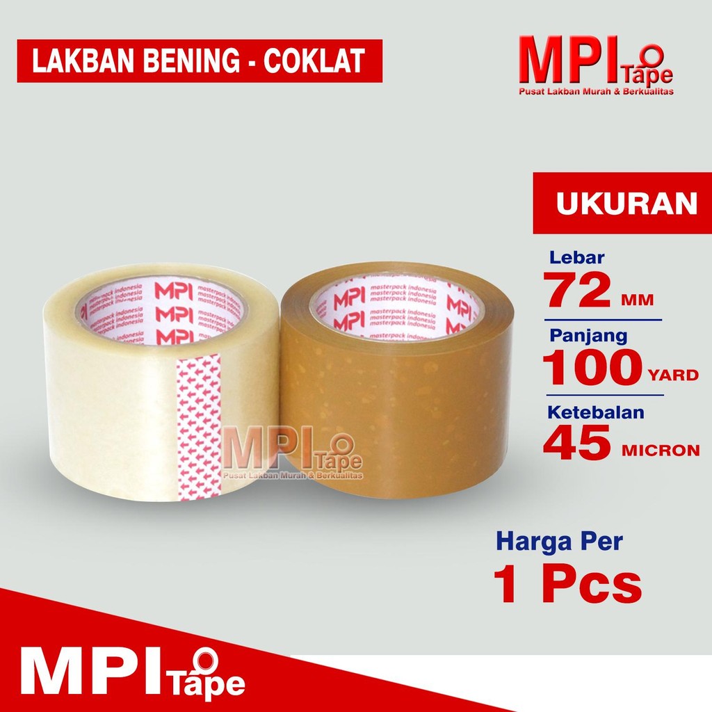 

Lakban Bening - Coklat 72 mm x 100 Yard - Lakban 3 INCH - MPI