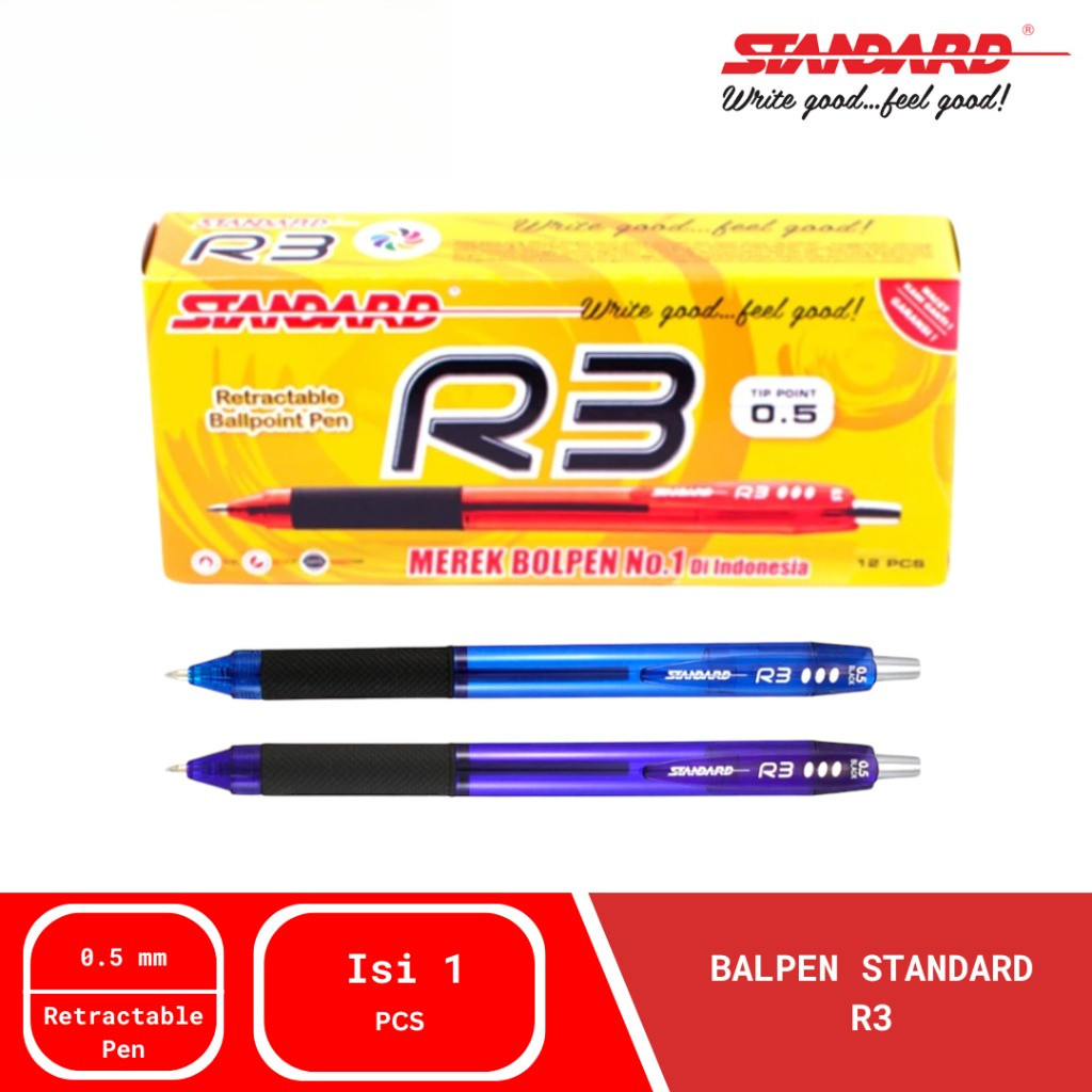 

Ballpoint Bolpen Pulpen Pena Standard R3 0.5 mm Hitam (1 PCS)