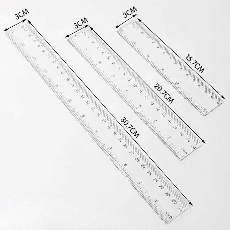 

15cm 20cm 30cm Straight Ruler Transparent Plastic Ruler Drawing Tool Desk Accessories Student Stationery School Office Supplies