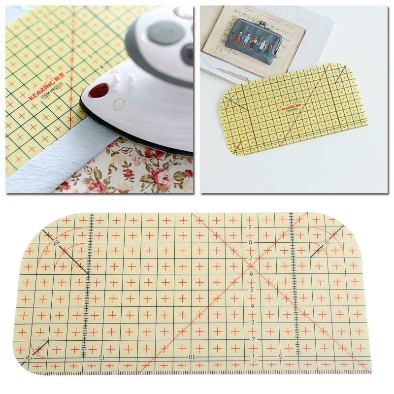 

Fabric Ironing Ruler Quilting Ruler Resin Yellow Mark Non Slip for DIY Patchwork