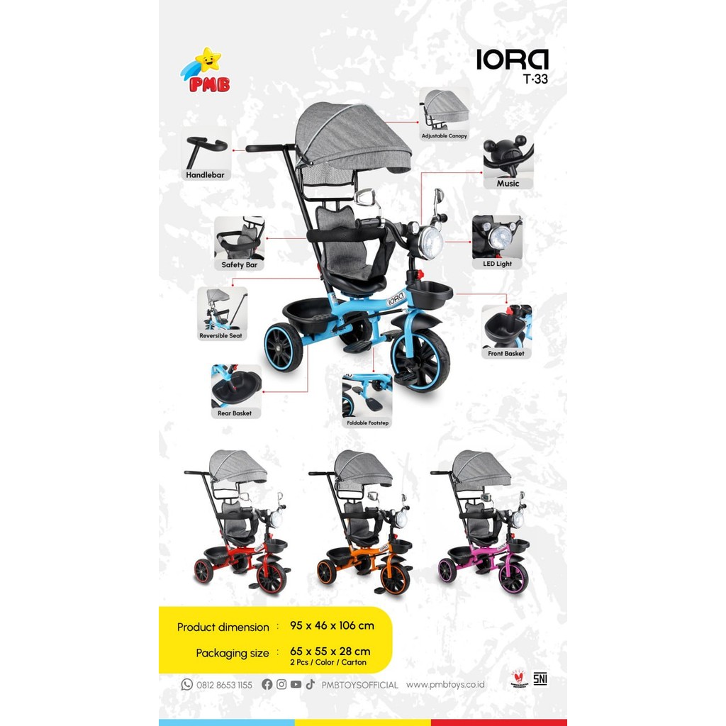 SEPEDA ANAK RODA 3 PMB IORA T-33