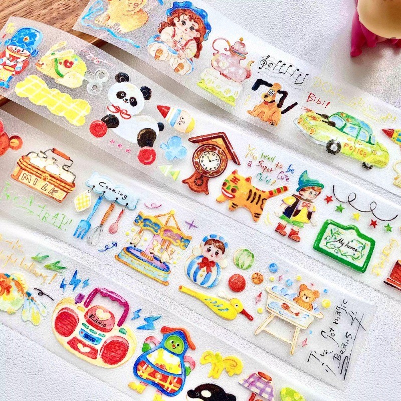 

Vintage Lovely Bear Toy Story Die Cut PET Washi Tape Craft Supplies DIY Scrapbooking Card Making Decorative Plan Sticker