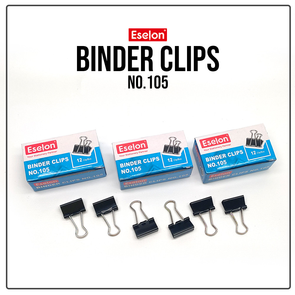 

Binder Clip / Klip / Double Clip / Penjepit kertas Eselon 105 /1 box isi 12pcs
