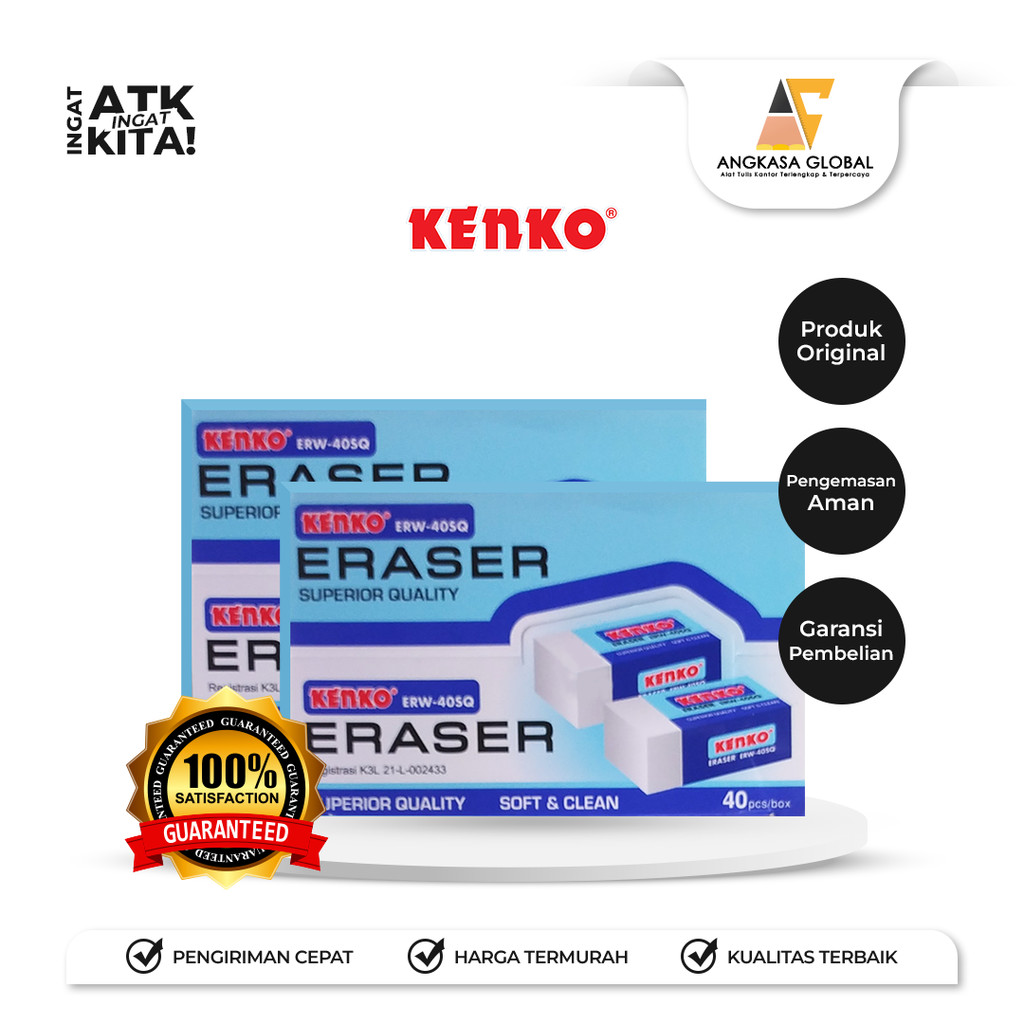 

KENKO PENGHAPUS PUTIH/ ERASER ERW-40SQ (1PACK/ 40PCS)