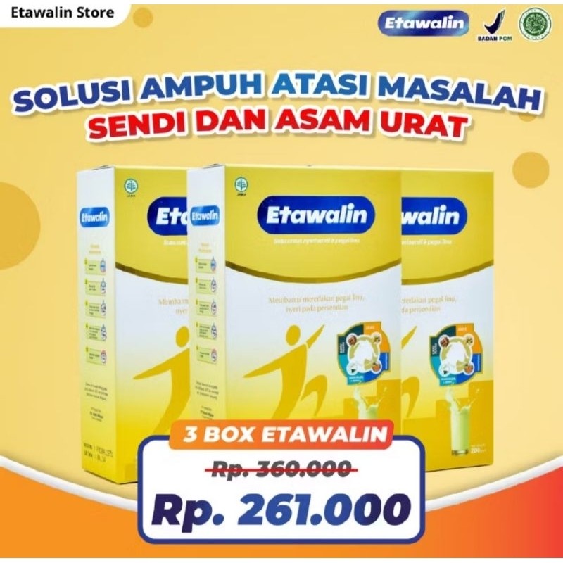 

Paket 3 BOX - Etawalin Susu Kambing Solusi Asam Urat Nyeri Sendi Dan Tulang