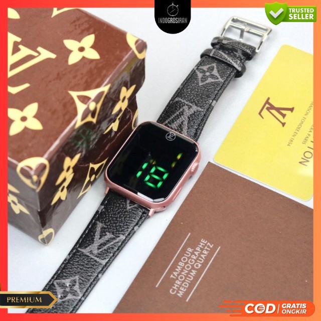 Jam Tangan Wanita Fashion Lv 6910 PW Touch Screen Terbaru Tali Kulit Free Box Original