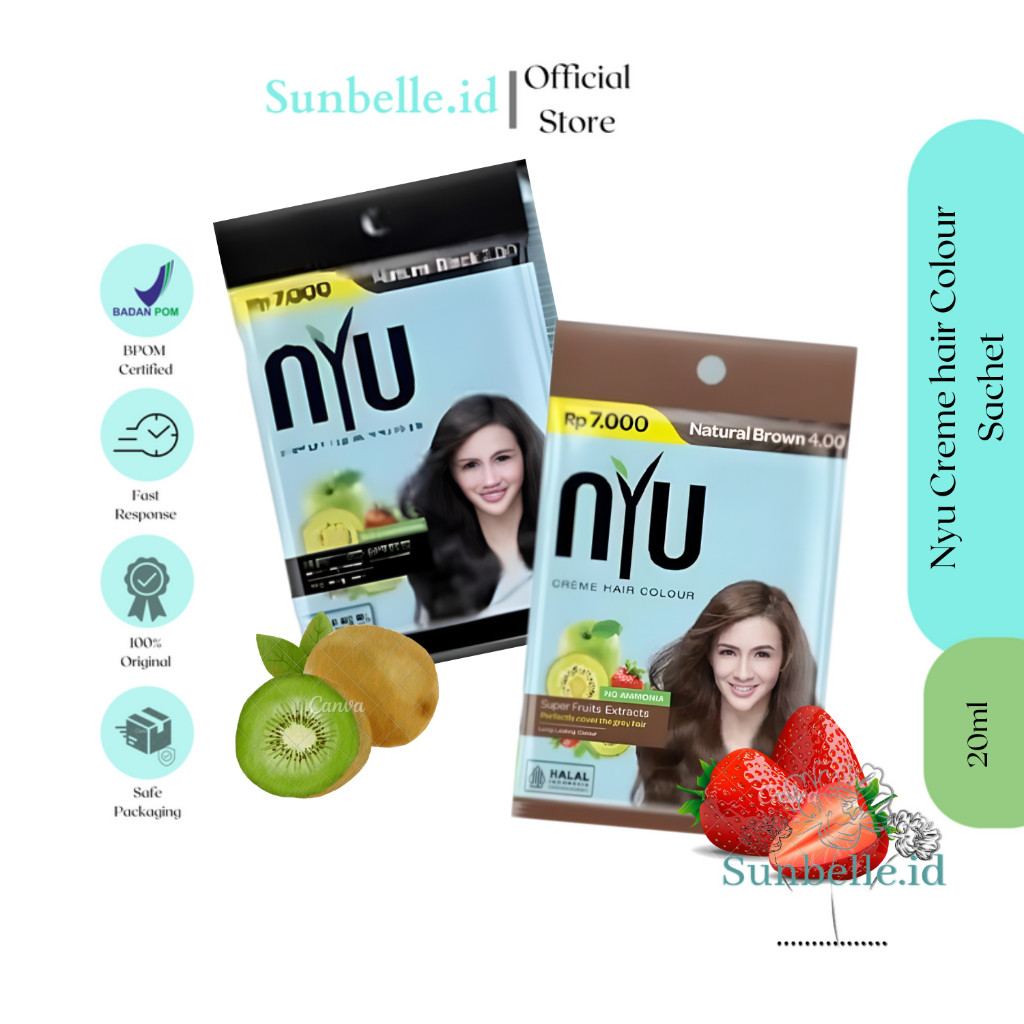 Nyu Creme hair Colour Sachet Natural Brown / Natural Black 20ml