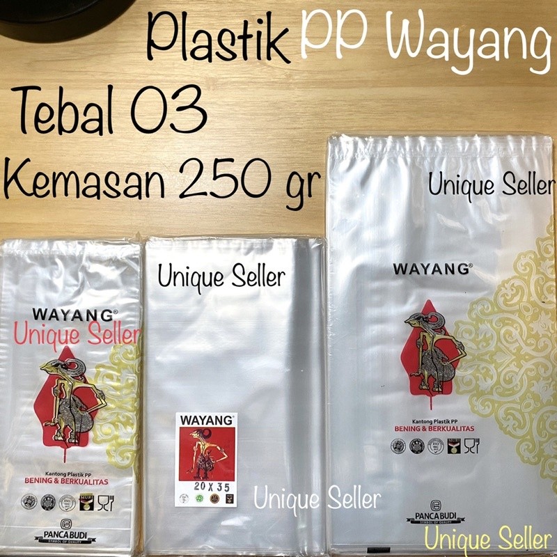 Plastik PP Wayang Tebal 03 Uk 8x13 10x17 10x20 11x22 12x24 12x25 13x20 15x27 18x30 18x35 20x35 22x40