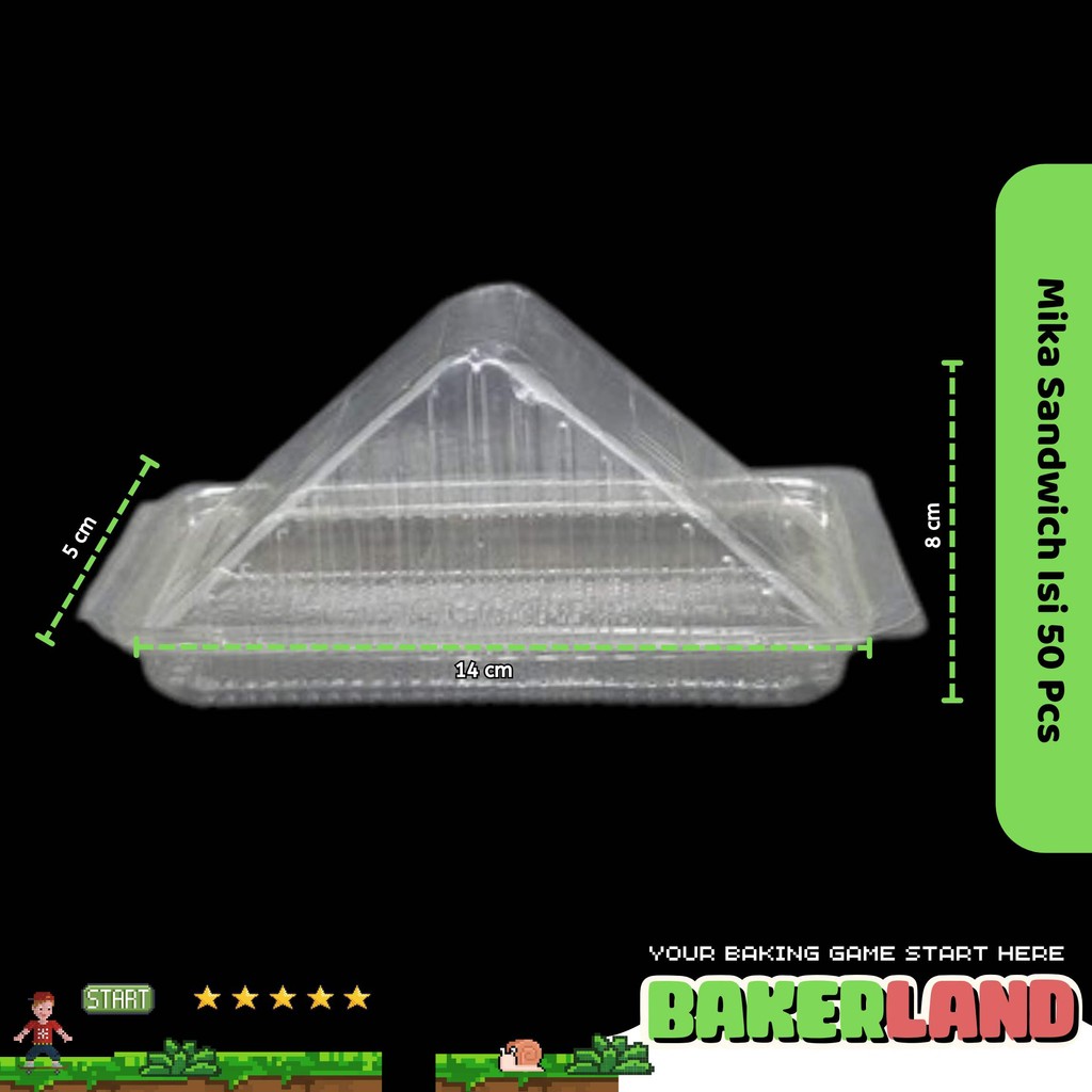 Mika Sandwich Segitiga isi 50pcs /  Tempat Tray Kotak Mika Sandwich / Mika Roti Lapis Roti Bakar Seg