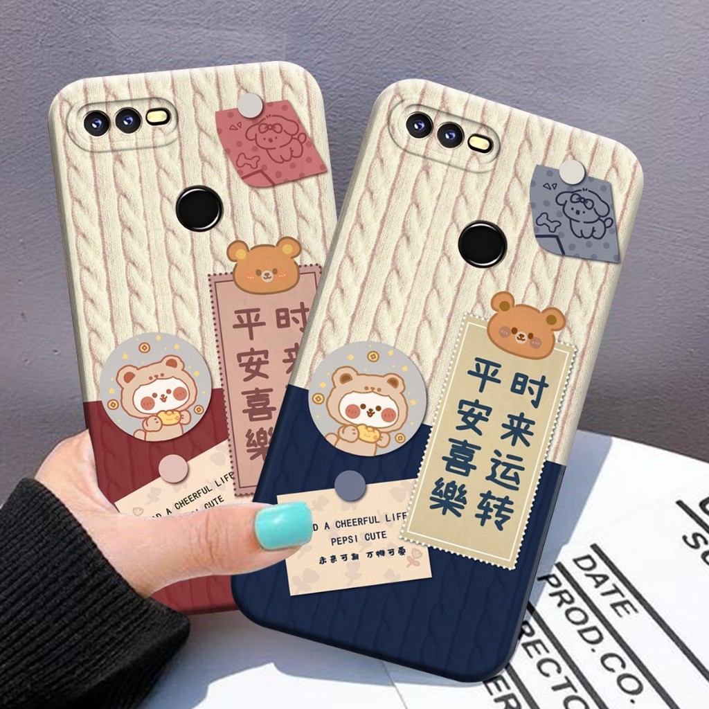 Case Oppo A5s A7 A12 A11K F9 REALME 2 PRO A3S A1K REALME C2 Motif Rajut Aesthetic Kekinian Elegan - 
