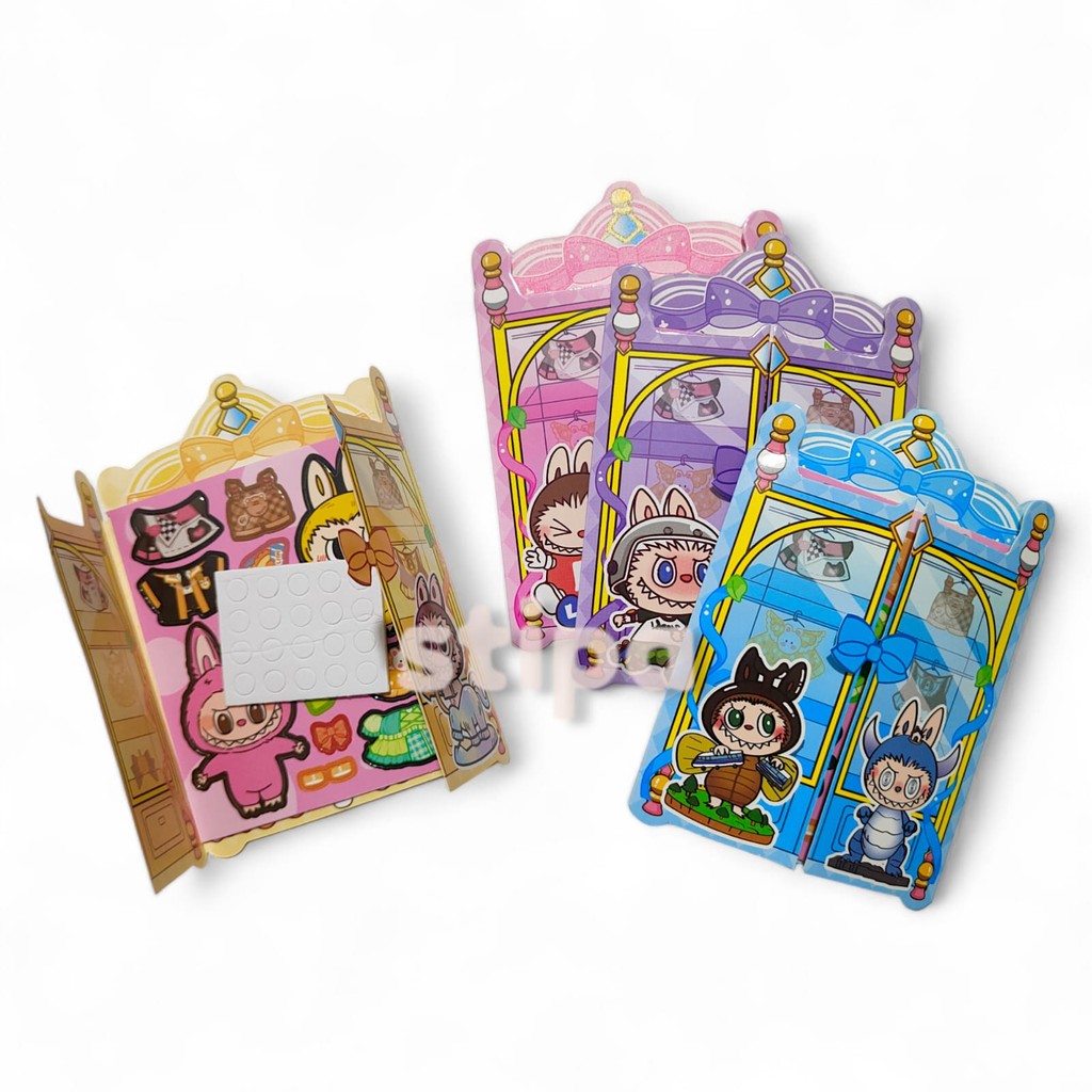 

STIPA Sticker Lemari Lipat Karakter Labubu Mainan Stiker Edukasi Anak Tempelan Label
