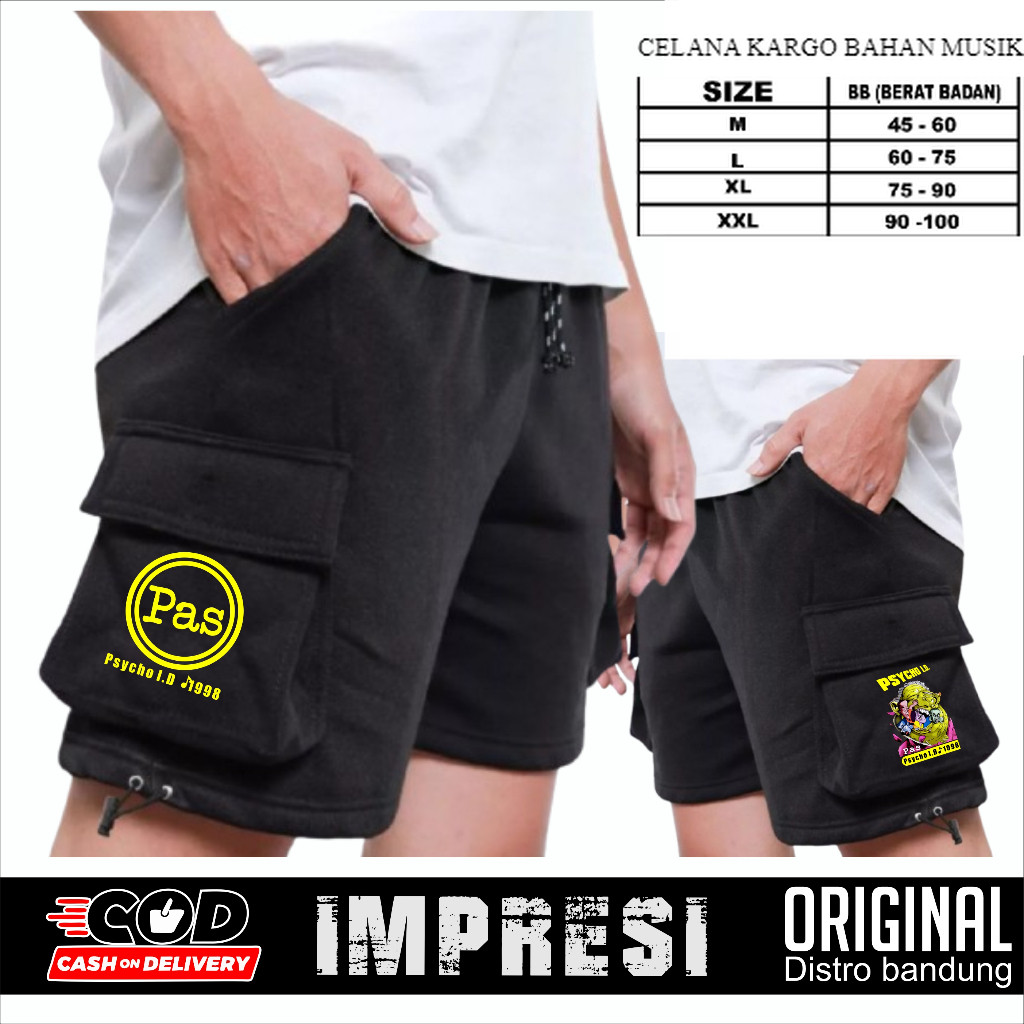 celana kargo bahan band PAS BAND PSYCHO distro original | celana pendek kargo MUSIK band PAS BAND or
