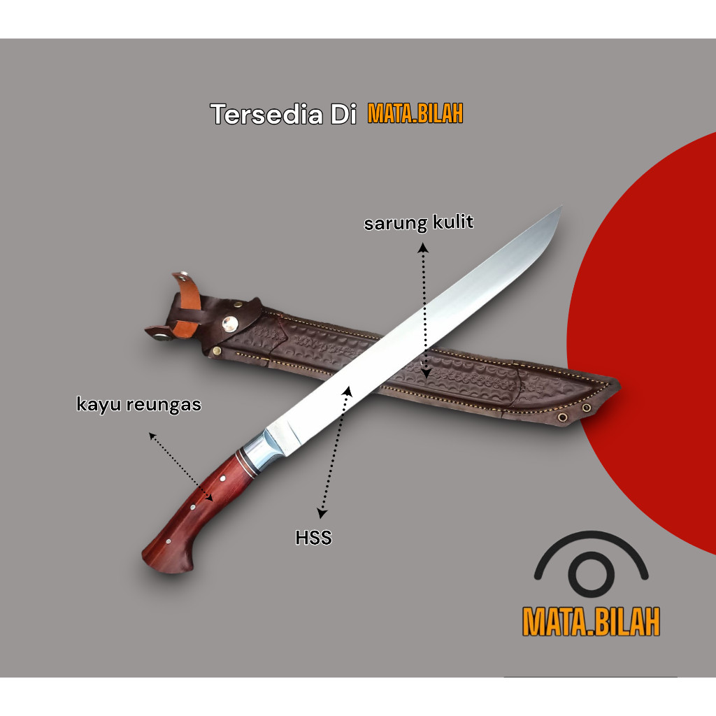 peralatan kebun golok kebun MB Pisau Sembelih Sapi Super Premium HSS Panjang Total 44cm