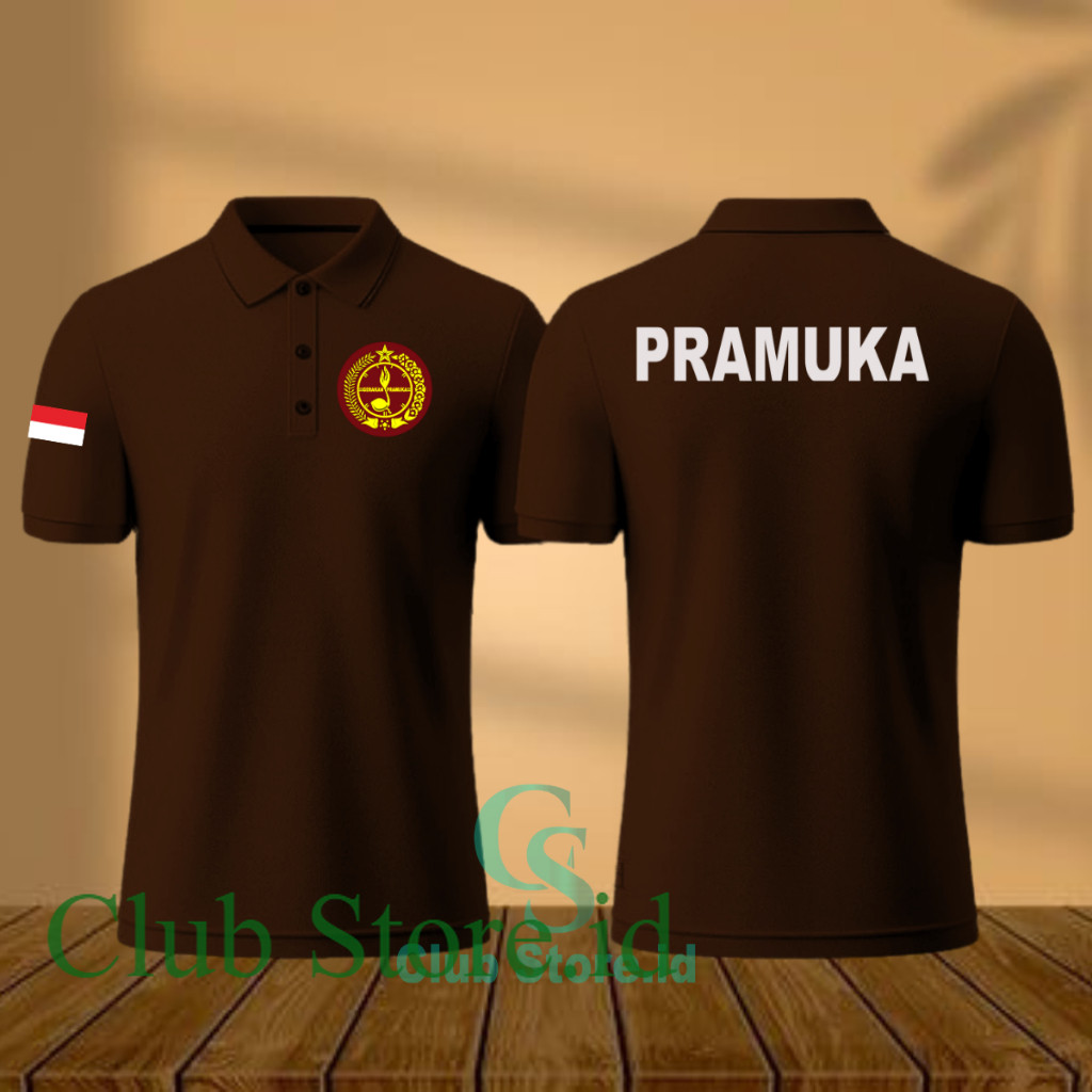 Kaos Poloshirt Pria dan Wanita Dewasa Pramuka Baju Berkerah Lengan Pendek