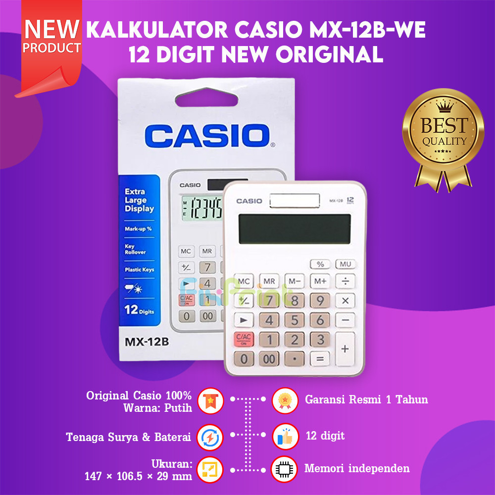 

FIXPRINT NEW ORIGINAL CALCULATOR CASIO MX-12B KALKULATOR DESKTOP 12 DIGITS