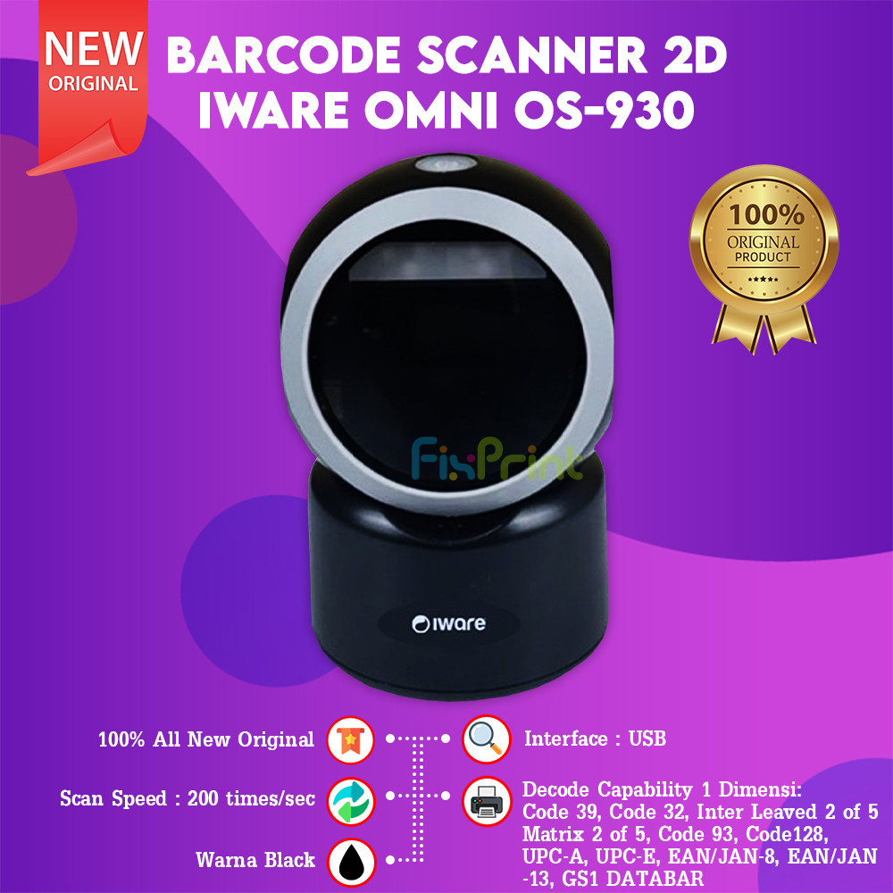 FixPrint IWARE Barcode Scanner OS930 OMNI IMAGER 2D QR CODE-E-FAKTUR USB OS 930 Garansi New / Scanne