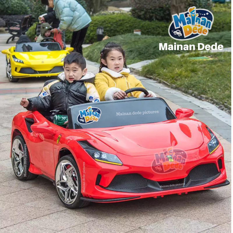 Mainan Mobil Aki Anak Yukita 031 / KYZ 031C / PM 7608 Ferrari 24V Ban Karet Pasific x Kyrakidz yukit