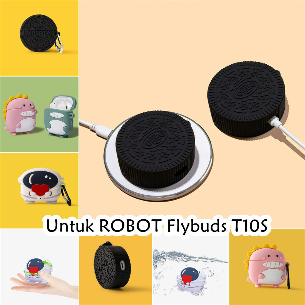 【Coco Case】Untuk ROBOT Flybuds T10S Case Kreatif Soft Silikon Kasus Telpon telinga Earphone Casing N