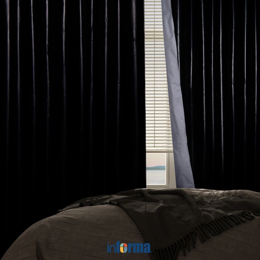 Informa 210x250 cm Gorden Blackout Coating - Abu-Abu Tirai Penutup Kerai Hordeng Kain Penghalang Cah