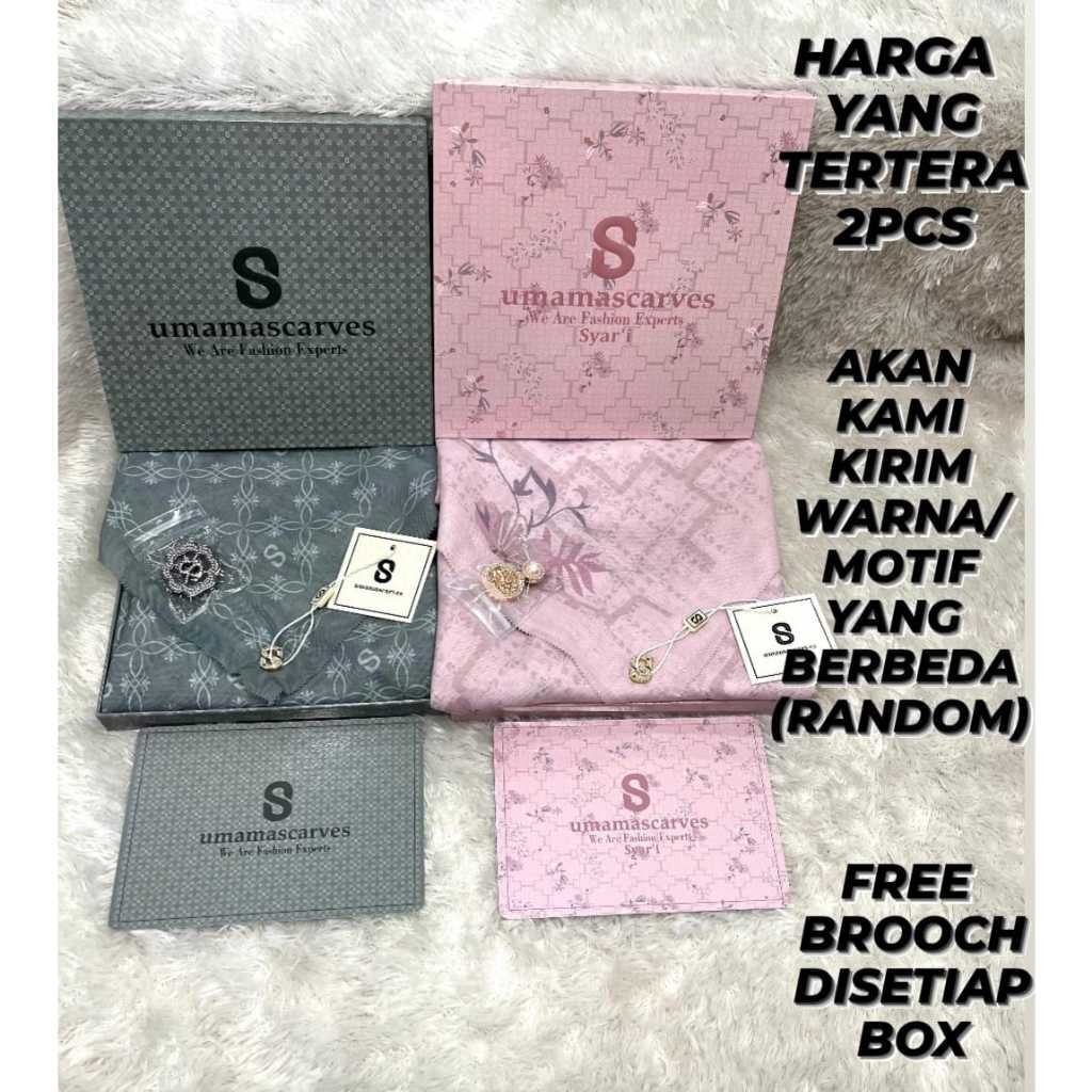 Paket Bundling 2 Box Motif UmamaScarves STANDAR x UmamaScarves SYARI - FREE BROSS
