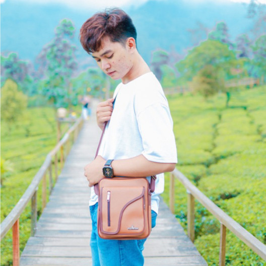 PROMO Tas selempang slingbag kecil pria cowok simple tapi keren kulit sintetis