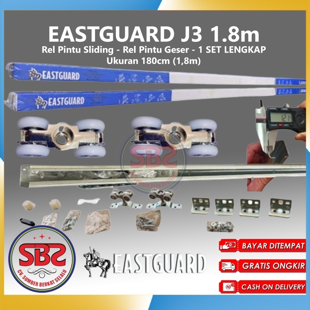 REL SLIDING J3 EASTGUARD - Rel Pintu Dorong - Sliding Rail Galvanis - Sliding Track - Rel Pintu 1.8m