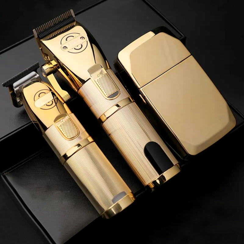 Gold Metal Barbershop Cutter Hair Cutting Machine Haircut Cordless Hair Clipper Hair Trimmer Pop Bar