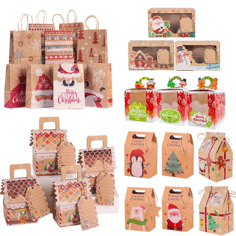 

Christmas Gift Packing Bags Santa Claus Snowman Candy Cookie Box Xmas Navidad 2024 New Year Party Favor Bag Christmas Decoration