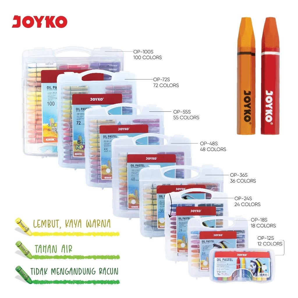 

[RP] Crayon Krayon Minyak Oil Pastel Joyko 12 - 55 Warna