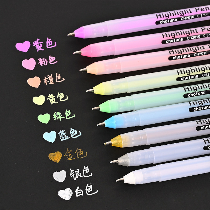 

3pcs/mix Art Marker Pen 0.8mm White Gold Silver Ink Gel Pen Highlight Fine Tip for Student Stationery Drawing Writing Supplies