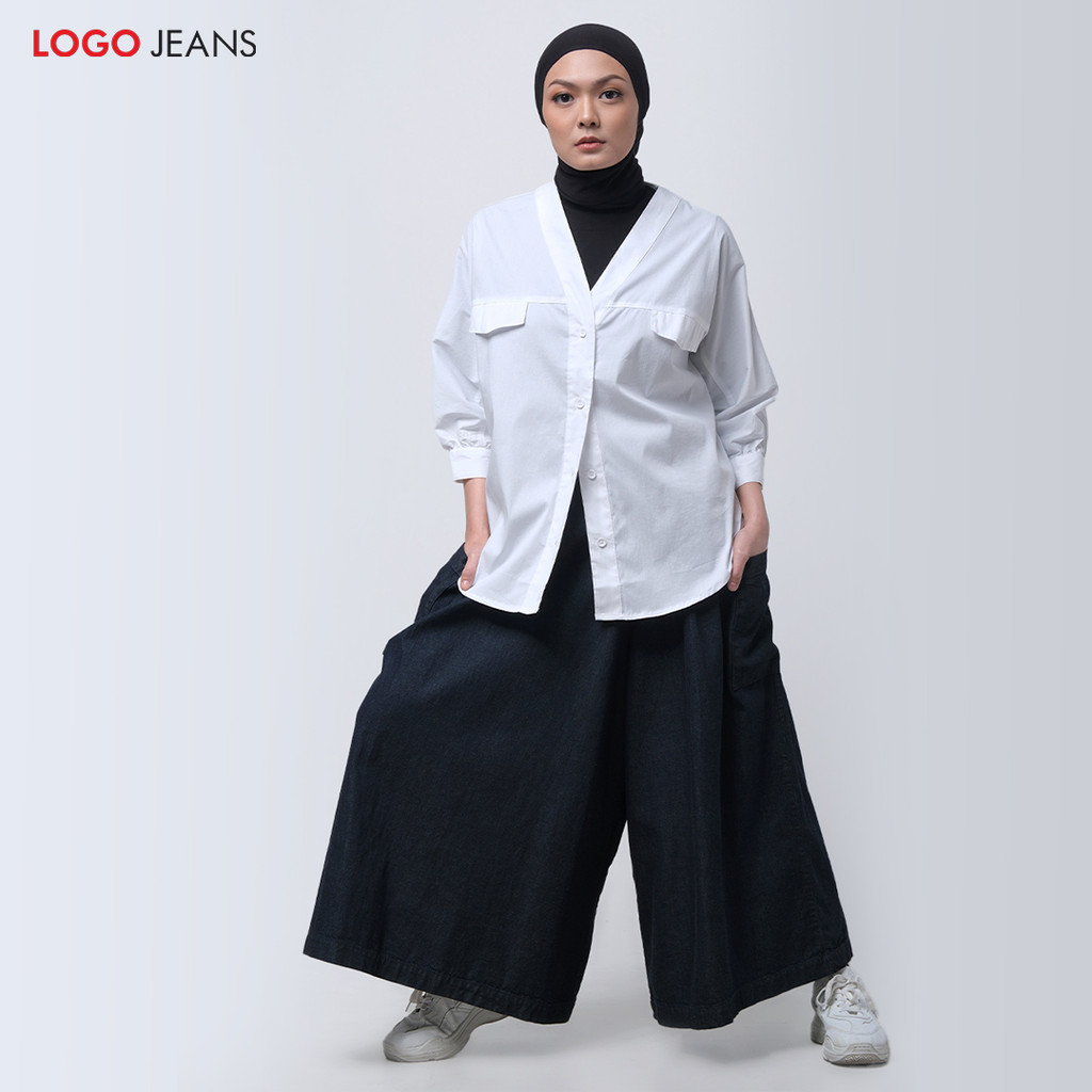 Logo Jeans - Kemeja Wanita raven 23982L5OW