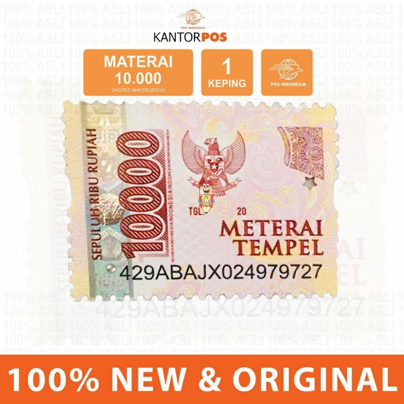 

Materai 10000 Sepuluh Ribu Lolos Sinar UV Ultraviolet (Materai Baru Bukan Bekas)