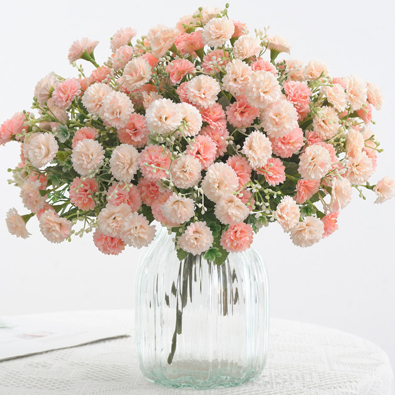 

20 flower heads 1 bunch European-style small lilac carnation artificial flowers wholesale home photography soft decoration handm