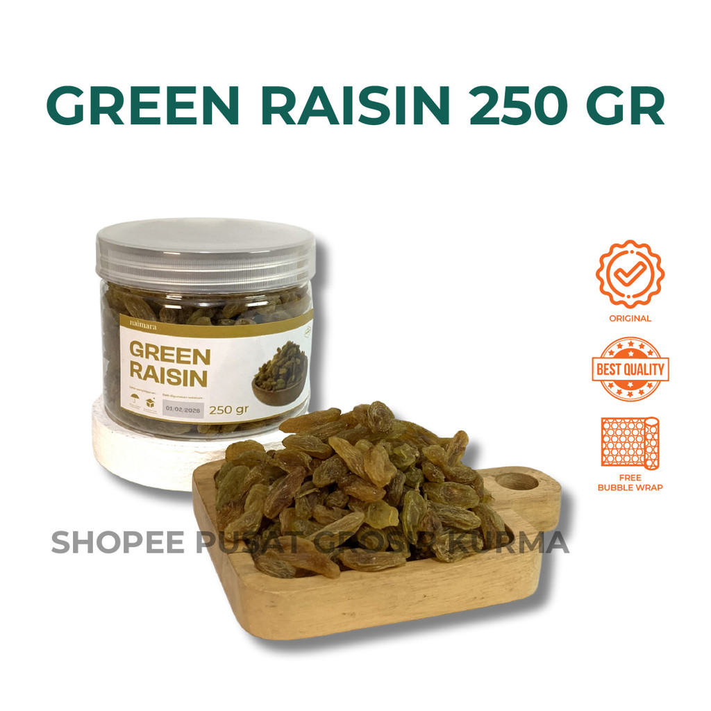 

KISMIS GREEN RAISIN ORIGINAL 250GR KISMIS HIJAU PREMIUM OLEH OLEH HAJI DAN UMROH