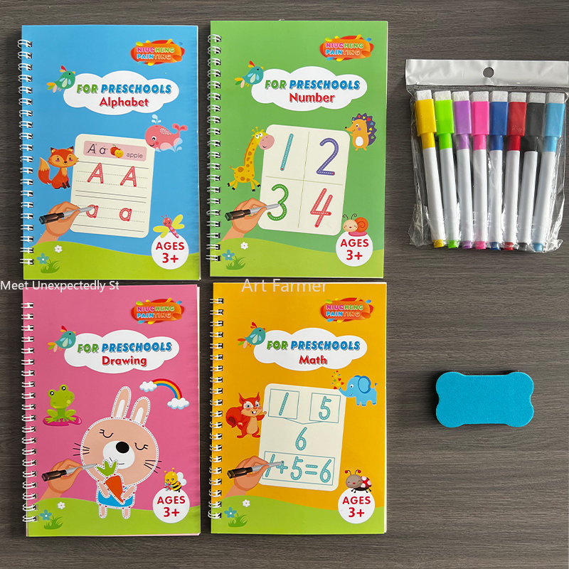 

New Lettering Calligraphy Set Montessori Magical Tracing Workbook Erasable Magic Book for Children Reusable Notebook Writing