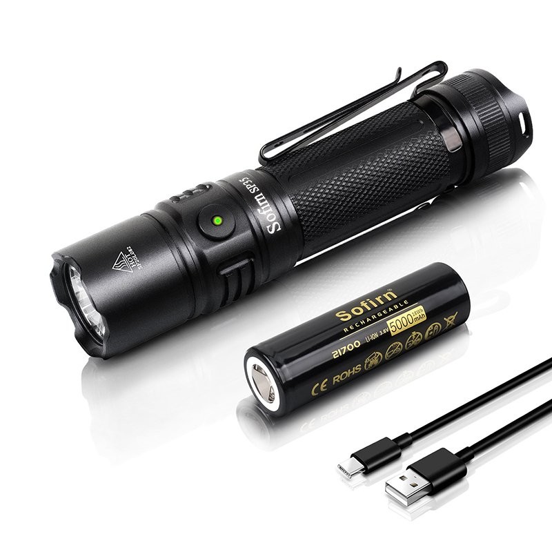 Sofirn SP35 Rechargeable 21700 LED Flashlight Type C 2A SST40 2200lm Torch with Power Indicator Upda