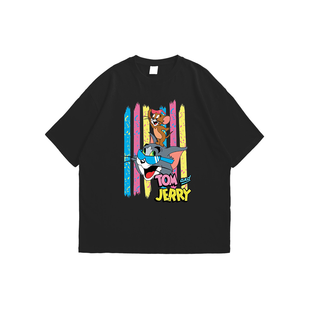 Kaos Oversize Wanita dan Pria Unisex Cotton Combed 30S Tom & Jerry ukuran S-3XL