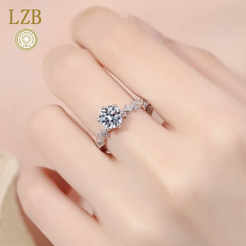 Cincin PT950 Mewah Ringan 1 Karat Cincin Berlian Moissanite