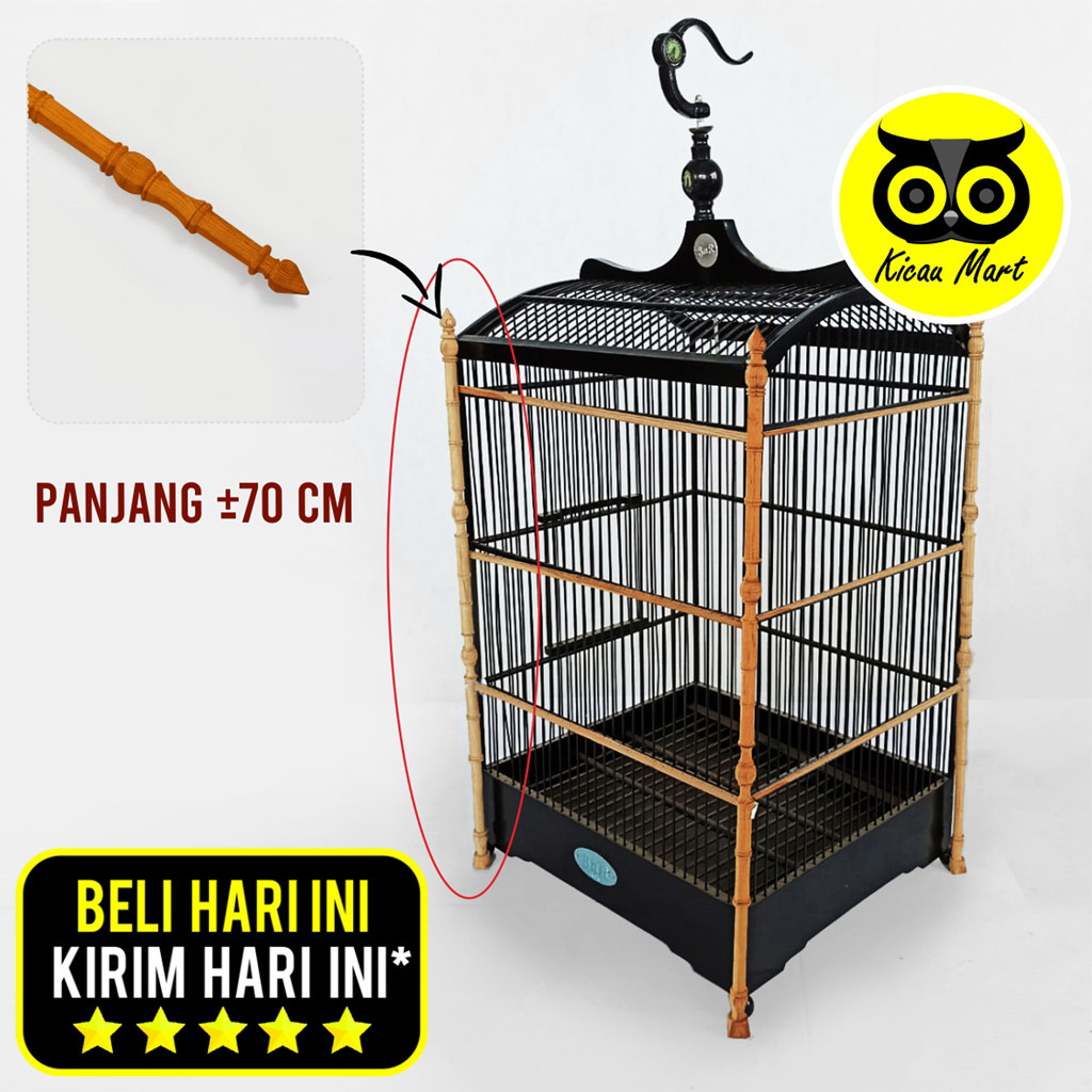 KICAU MART TIANG SANGKAR KOTAK KAYU KLASIK TIANG SUDUT KANDANG BURUNG BAHAN KAYU BULAT KLASIK PANJAN