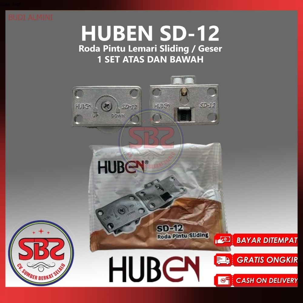 Roda Sliding SD12 SD-12 SD 12 Huben / Roda Sliding Rel Aluminium HUBEN SD02 U dan M / Roda SD12 - Ro