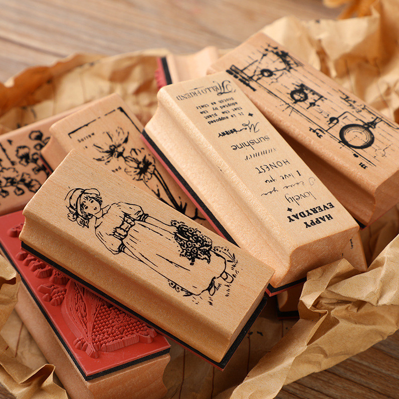 

Vintage Plants Wooden Stamps Creative Wooden Rubber Stamps for Scrapbooking Card Making Crafts Notebook Planner Decor Office