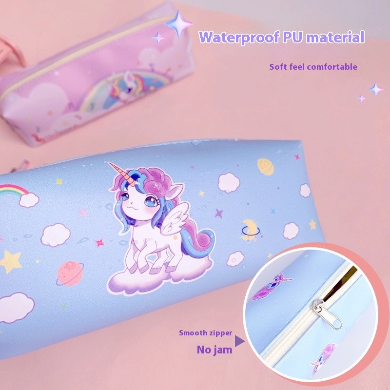 

Explosive Cartoon Cute Rainbow Unicorn Large Capacity Simple Pen Bag Cute Sanrio Kuromi Pencil Bag Stationery Gift 2024
