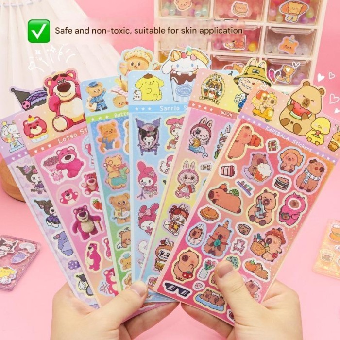 

[LOGU] Stiker murah kilat labubu capybara, Sticker murah kartun anak