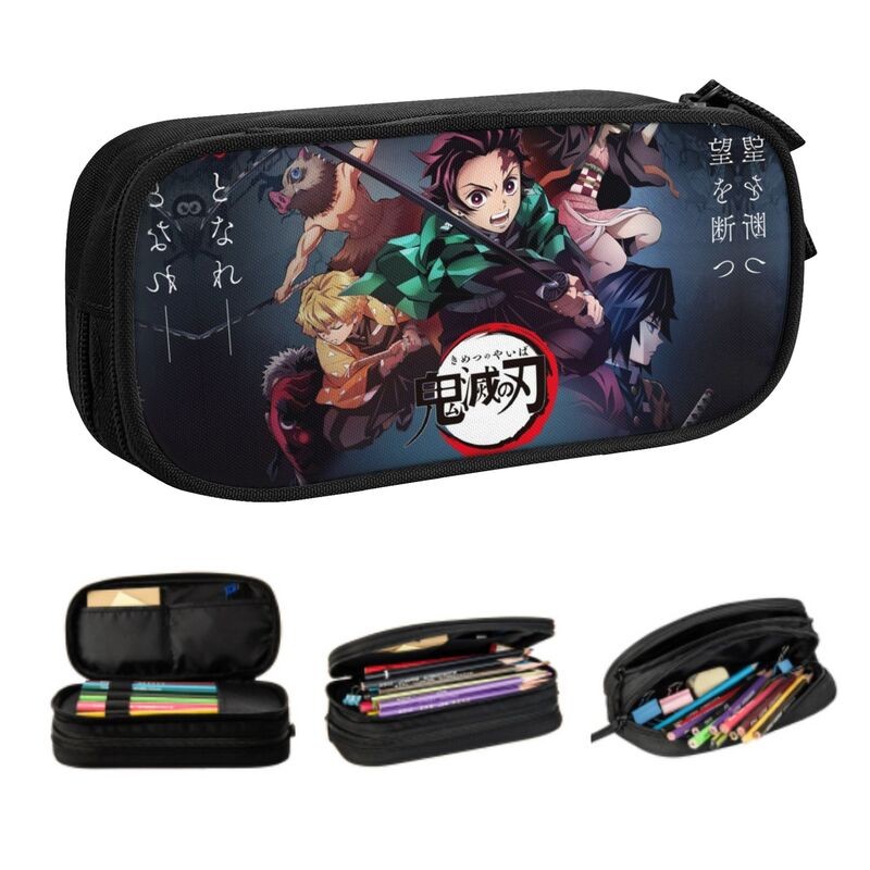 

Custom Cute Demon Slayer Kimetsu No Yaiba Pencil Cases for Girls Boys Large Capacity Anime Manga Pencil Bag School Accessories