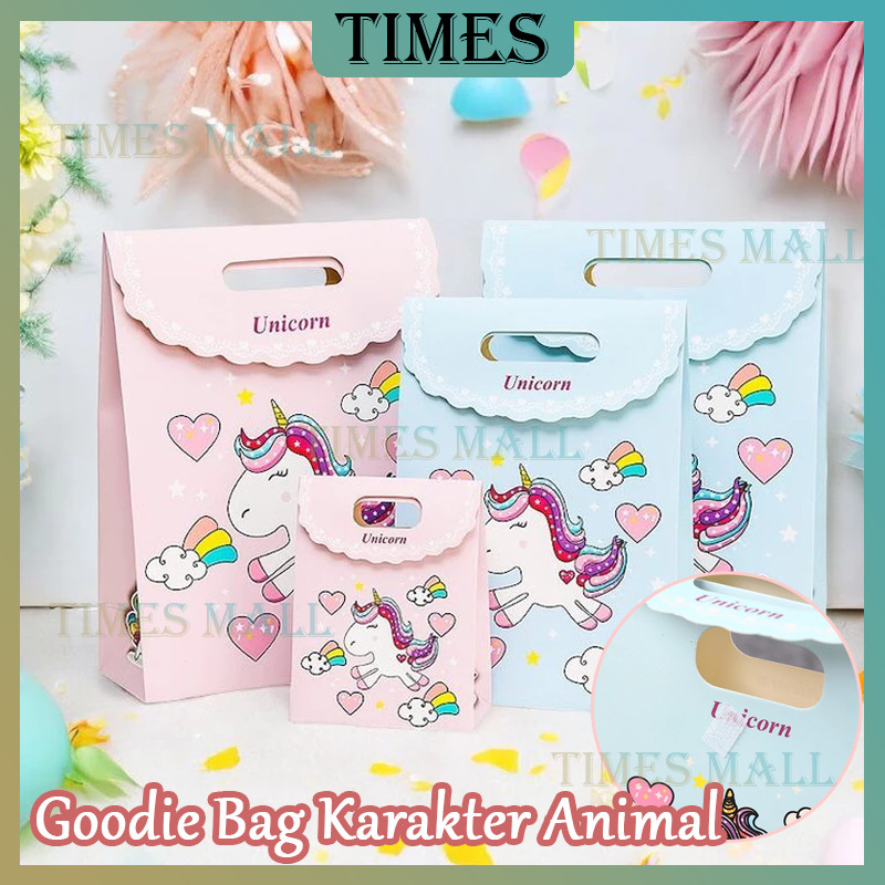 

Tas Bingkisan Hadiah Hampers Ulang Tahun Anak Karkater Hewan /Souvenir Kantong Tentengan Bingkisan Paper Bag