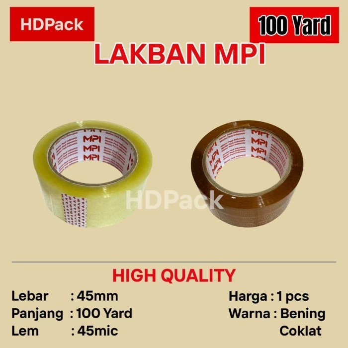 

( READY BATAM ) 100 yard FULL Lakban Bening - Lakban Cokelat MPI 100 yard Satuan / Perpcs Instant Delivery - BENING 100 YARD