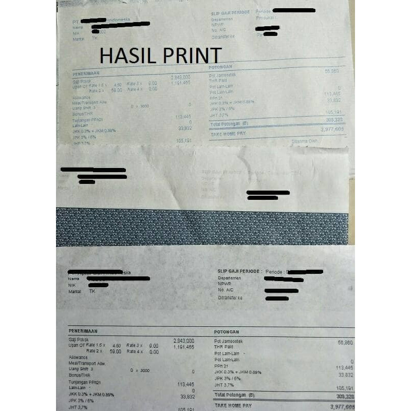 

best -kertas slip gaji continuous form confidential 3ply 1000sheet (hitam)