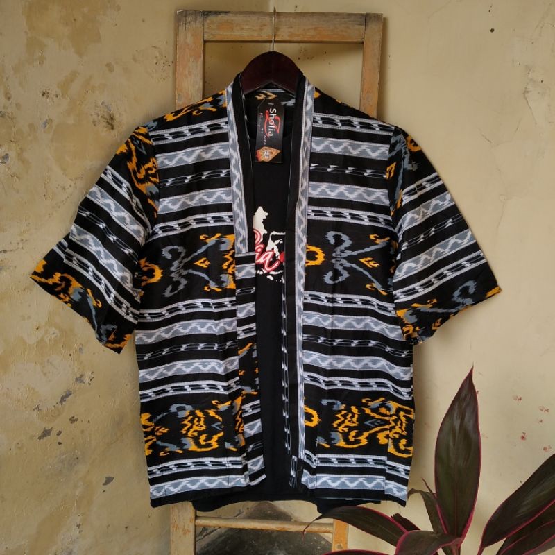 Kimono Etnik Tenun Outerwear Cardigan Unisex Outer Tenun Troso Halmahera Cardigan Etnik Tenun Jepara