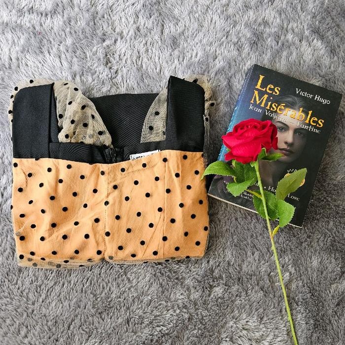 NEW -MissMoka Chloe Midi dress Chiffon Polkadot Tulle Korean girly feminim style Santai Manis - Brow